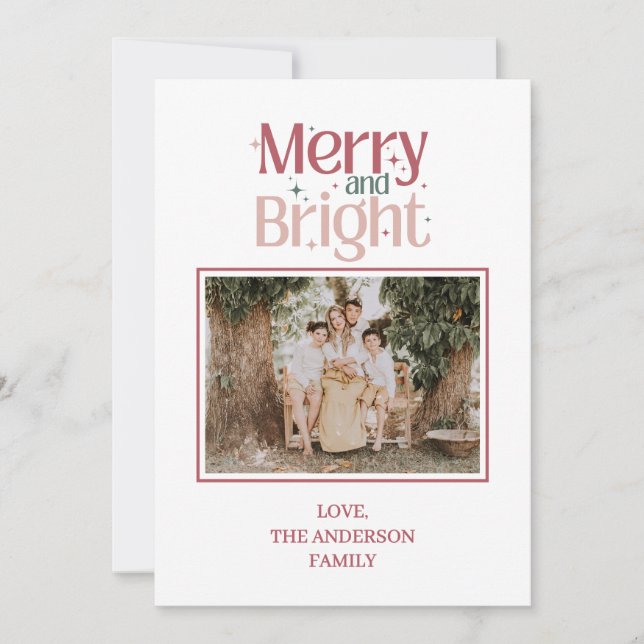 Festive Merry & Bright Christmas  Holiday Card (Front)