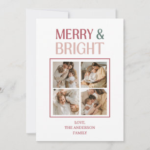 Festive Merry & Bright Christmas  Holiday Card