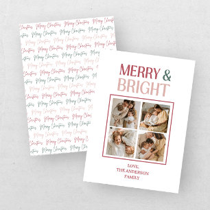 Festive Merry & Bright Christmas  Holiday Card