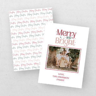 Festive Merry & Bright Christmas  Holiday Card