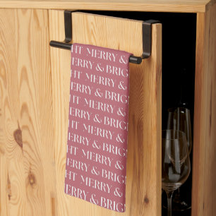 Festive Merry & Bright Christmas  Tea Towel
