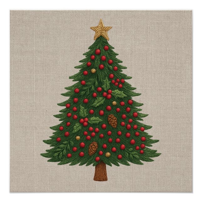 festive merry bright rustic christmas tree  poster (Front)