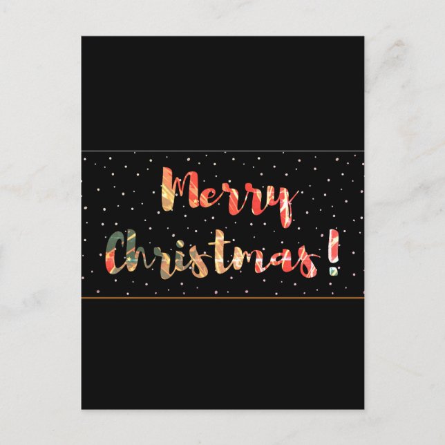 Festive Merry Christmas Black & Gold Design Postcard (Front)