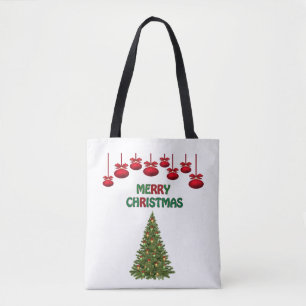 Festive Merry Christmas Bush Tree Decor Lights  Tote Bag