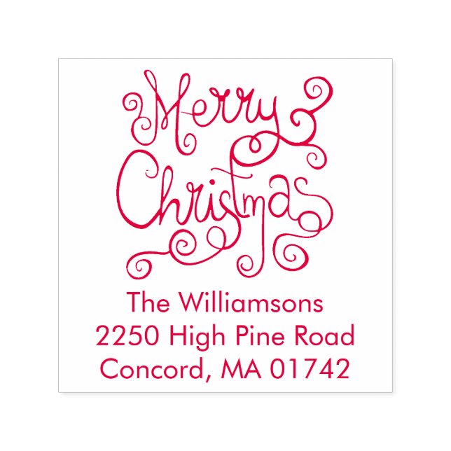 Festive Merry Christmas Calligraphy Return Address Self-inking Stamp (Design)