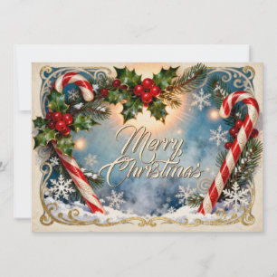 Festive Merry Christmas Card with Shine