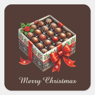 Festive Merry Christmas chocolate candy Square Sticker