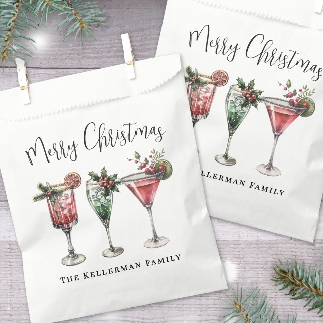 Festive Merry Christmas Cocktail Favour Bags (Festive Merry Christmas Cocktail Favor Bag)