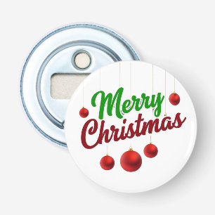 Festive Merry Christmas Decor with Red Ornaments Bottle Opener
