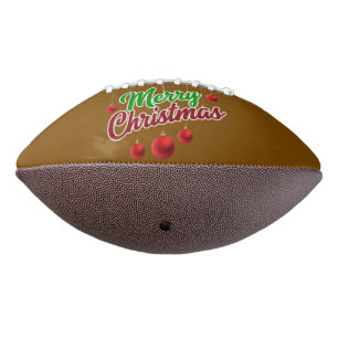 Festive Merry Christmas Decor with Red Ornaments Football
