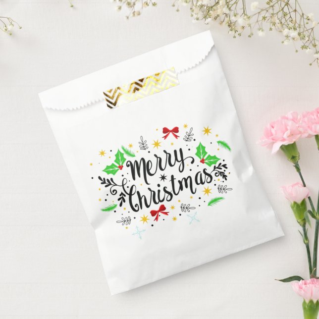 Festive Merry Christmas   Favour Bags (Sealed)