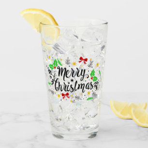 Festive Merry Christmas Glass