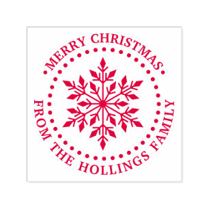 Festive Merry Christmas Greeting Snowflake Name Self-inking Stamp