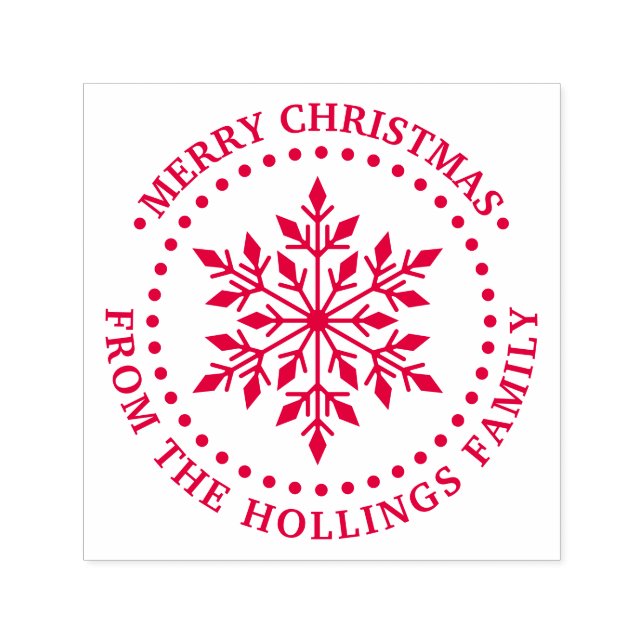 Festive Merry Christmas Greeting Snowflake Name Self-inking Stamp (Design)