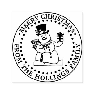 Festive Merry Christmas Greeting Snowman Name Self-inking Stamp