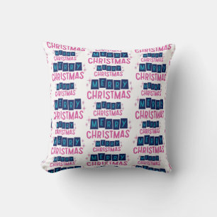 Festive Merry Christmas Greetings White Home Decor Cushion