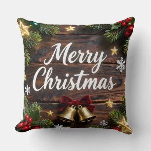 Festive Merry Christmas Holiday Pillow