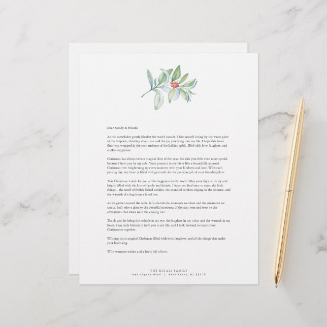 Festive Merry Christmas Letters Template Custom Letterhead (Front/Back In Situ)