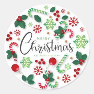 Festive Merry Christmas & New Year Sticker