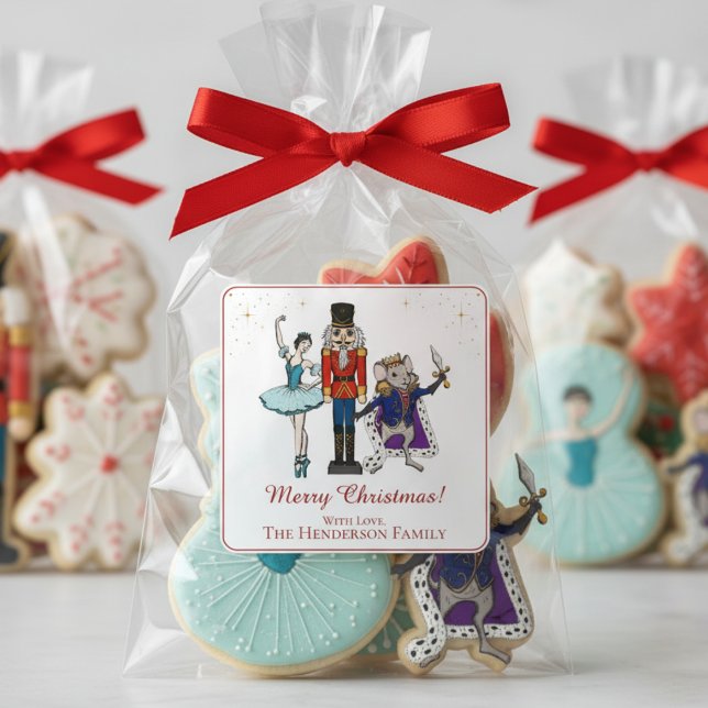 Festive Merry Christmas Nutcracker Ballet Square Sticker (Creator Uploaded)