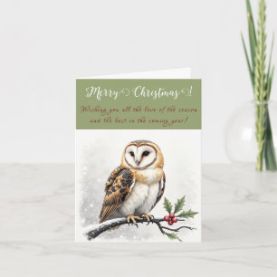 Festive Merry Christmas Owls Greeting Card