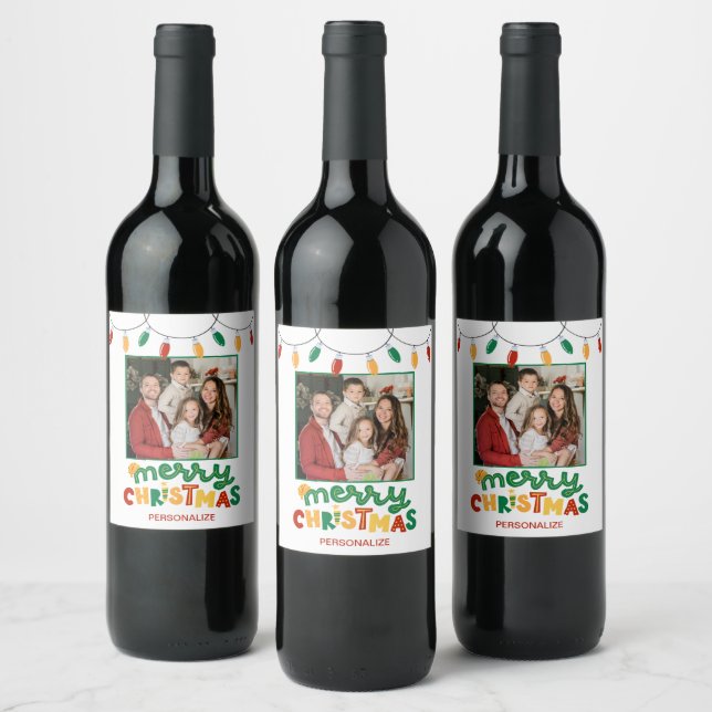 Festive Merry Christmas Personalised Bottle Label (Bottles)