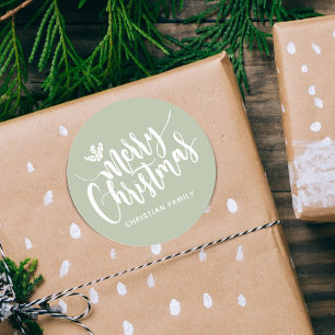 Festive Merry Christmas Personalised Classic Round Sticker