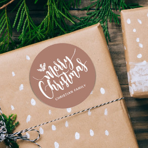 Festive Merry Christmas Personalised Classic Round Sticker