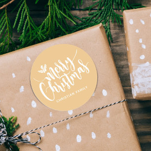 Festive Merry Christmas Personalised Classic Round Sticker