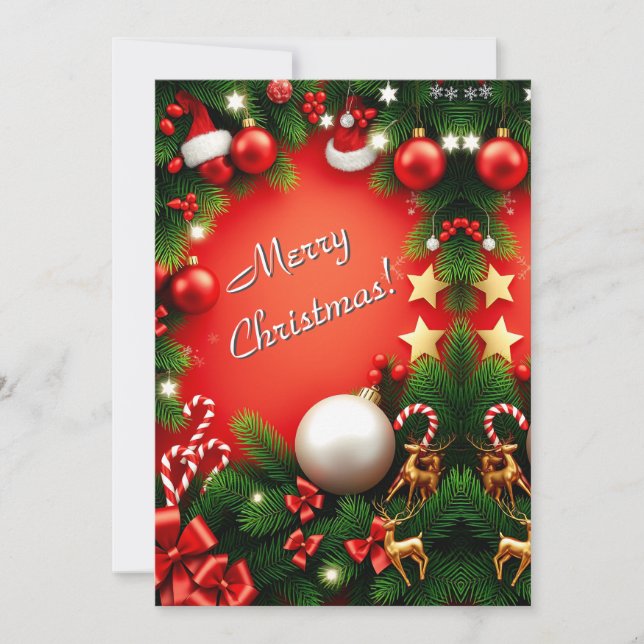 Festive Merry Christmas Personalised Holiday Card (Front)