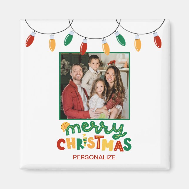 Festive Merry Christmas Personalised Magnet (Front)
