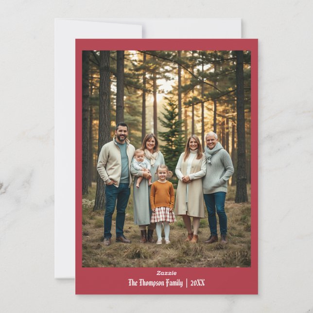 Festive Merry Christmas Personalised Red Holiday Card (Back)