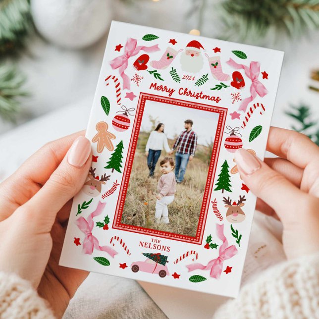 Festive Merry Christmas Photo Greeting Card (Fun Christmas Greeting Card)