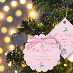 Festive Merry Christmas Pink Favour Tag