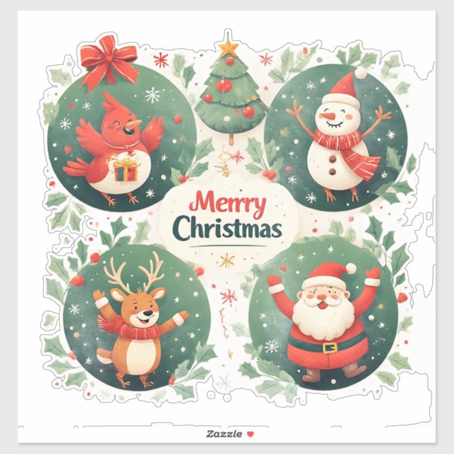 Festive Merry Christmas Postcard (Sheet)