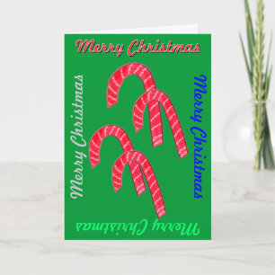 Festive Merry Christmas Red Candy Canes Holiday Card