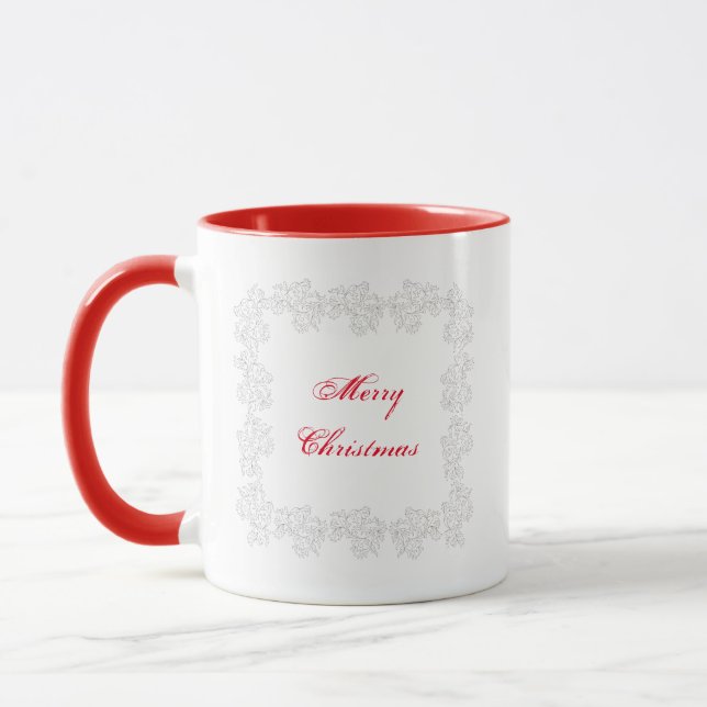 Festive Merry Christmas Red Coffee Mug (Left)