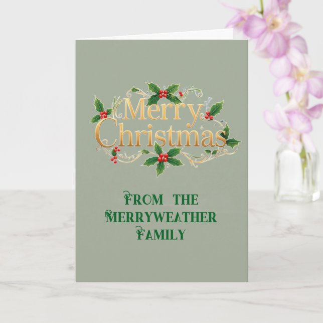 Festive Merry Christmas Sage Card (Orchid)