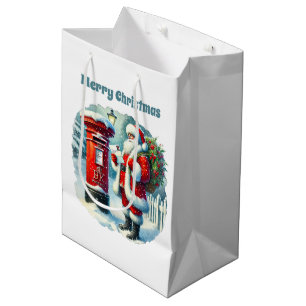 Festive Merry Christmas Santa customisable  Medium Gift Bag