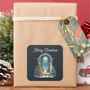 Festive Merry Christmas scene Square Sticker