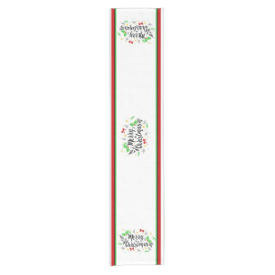 Festive Merry Christmas Short Table Runner