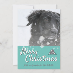Festive Merry Christmas Snowflake Pet Dog Photo Holiday Card