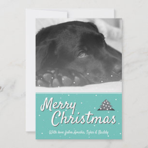 Festive Merry Christmas Snowflake Pet Dog Photo Holiday Card