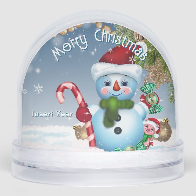 Festive Merry Christmas Snowman Keepsake Snowglobe (Front)