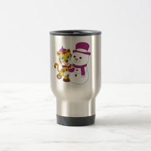 Festive Merry Christmas Snowman Travel Mug