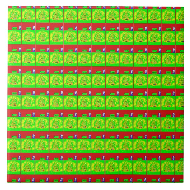 Festive "Merry" Christmas Story  Tile (Front)