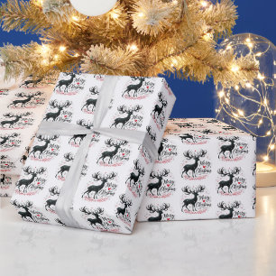 Festive Merry Christmas tiled reindeer Wrapping Paper