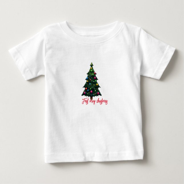 Festive Merry Christmas Trees Baby T-Shirt (Front)