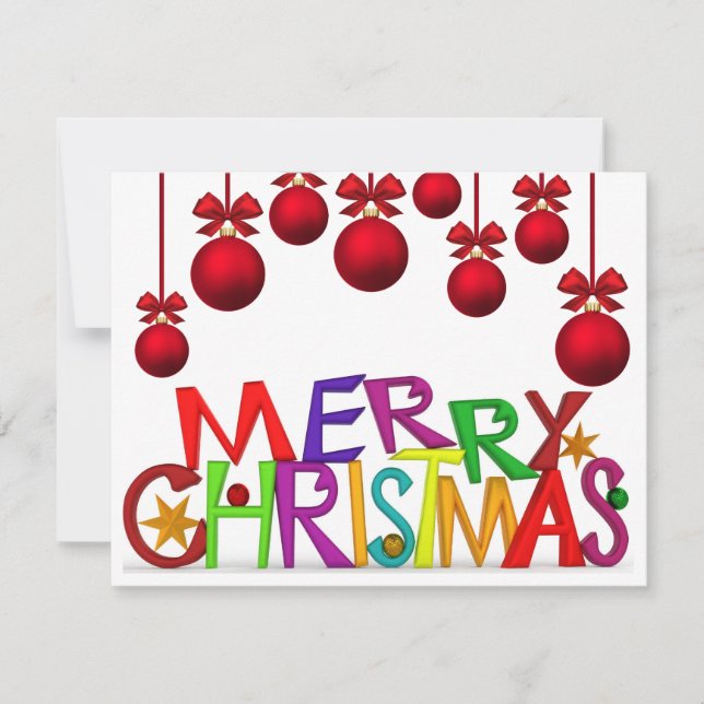 Festive Merry Christmas Words Greeting Card (Front)