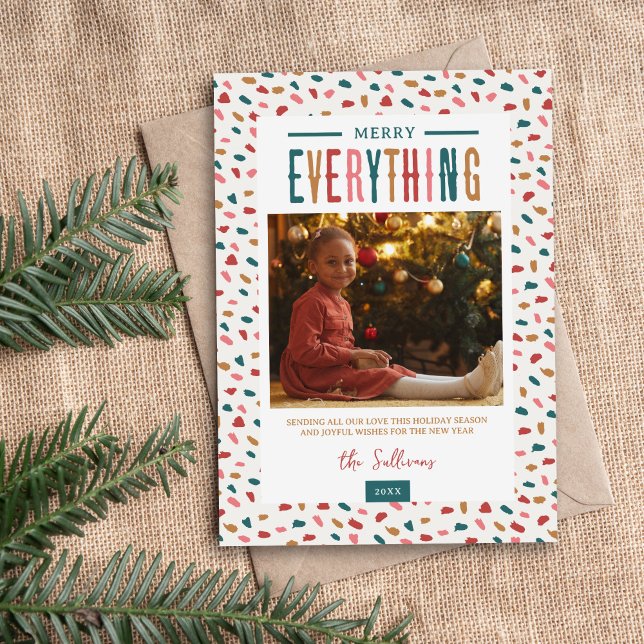 Festive Merry Everything 4 Photo Holiday Card (Creator Uploaded)